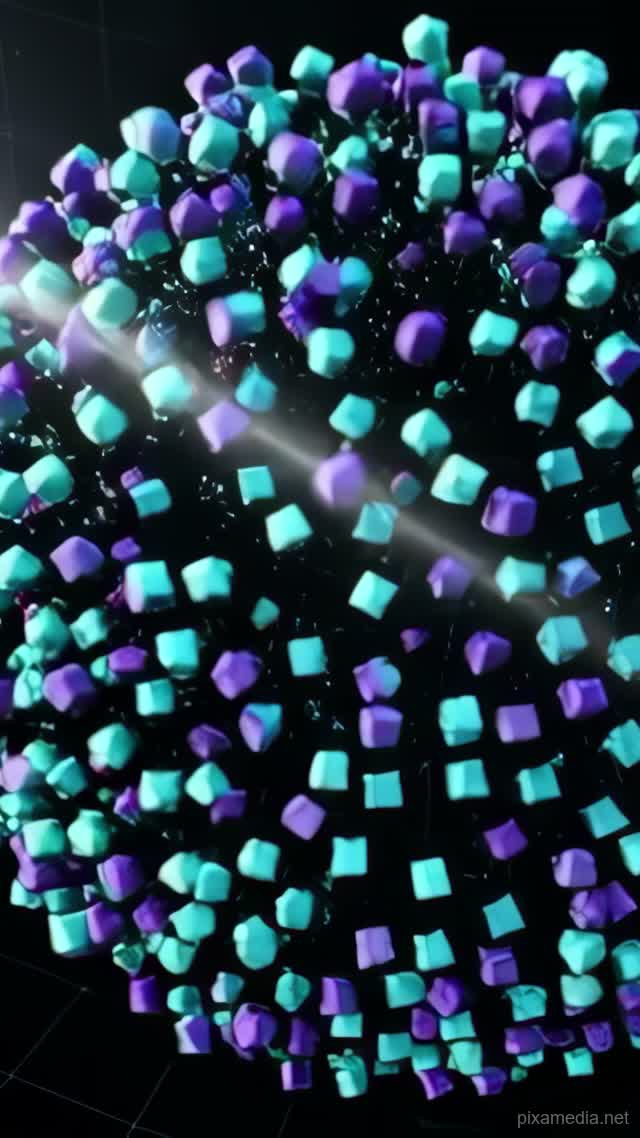 Orbital Swarm of Cyan Cubes - Motion Graphics AI stock